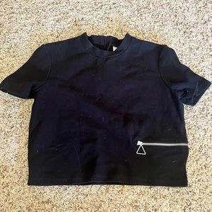 black zipper detailing baby tee size L